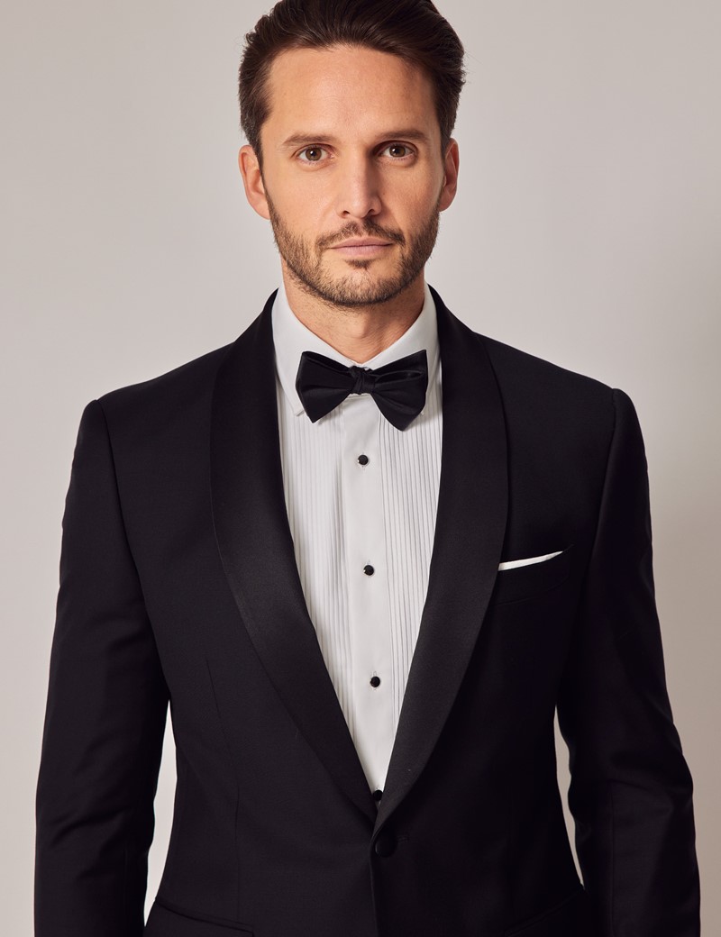 Men's Black Shawl Slim Fit Dinner Jacket Hawes & Curtis