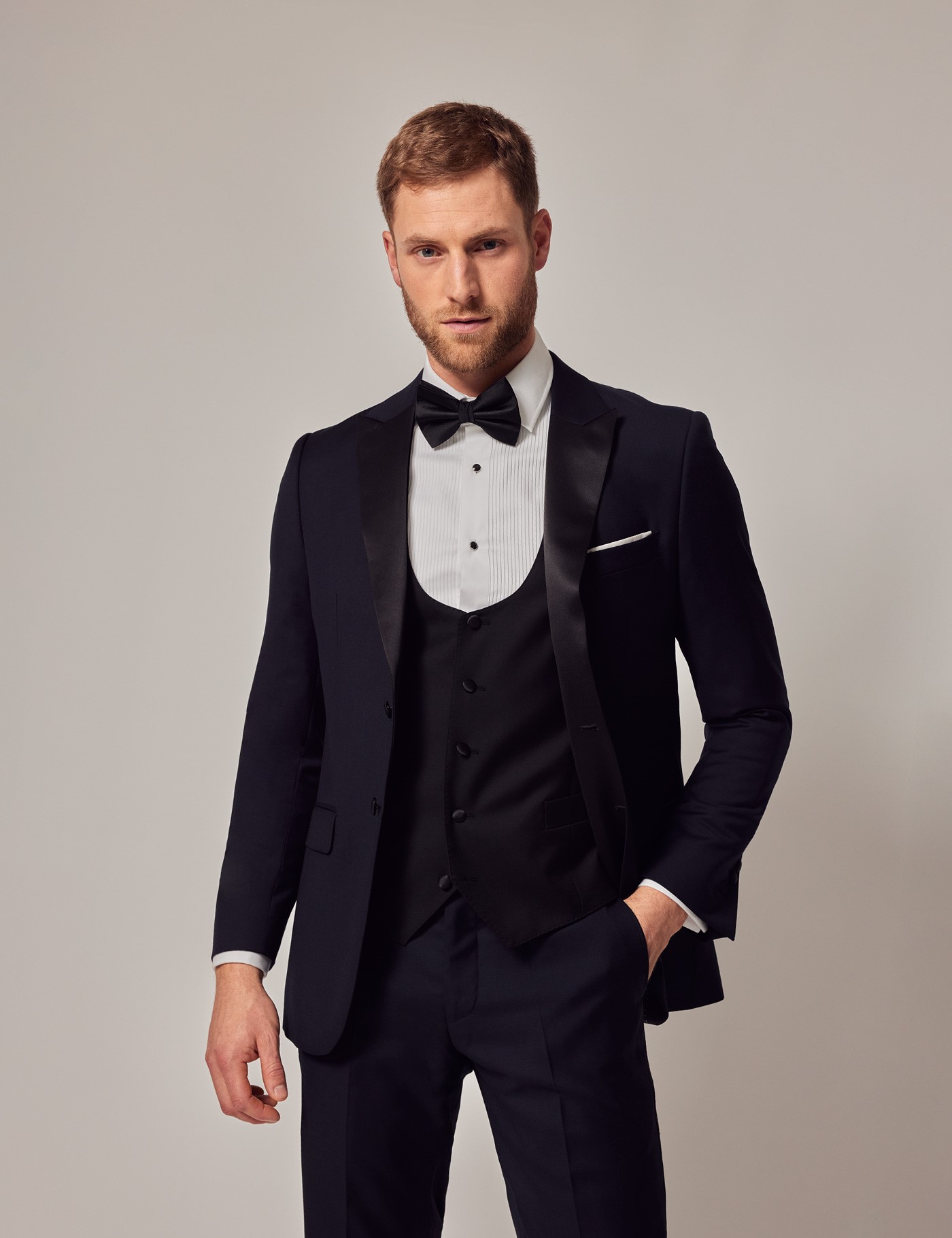 Men's Black 3 Piece Slim Fit Dinner Suit | Hawes & Curtis