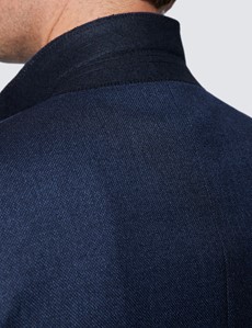 Anzug – 100s Wolle – Slim Fit  – Dunkelblau strukturiert – 2-Knopf Einreiher 