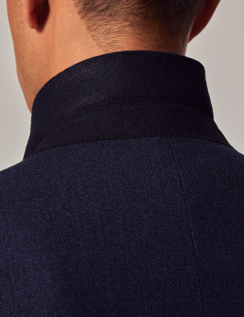 Men's Dark Blue Birdseye Semi Plain Slim Fit Flannel Suit | Hawes & Curtis