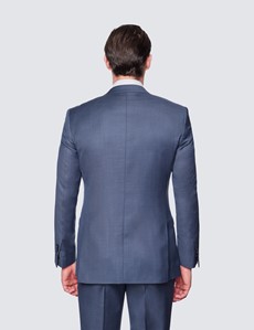 Men's Mid Blue Sharkskin Slim Fit Suit Jacket