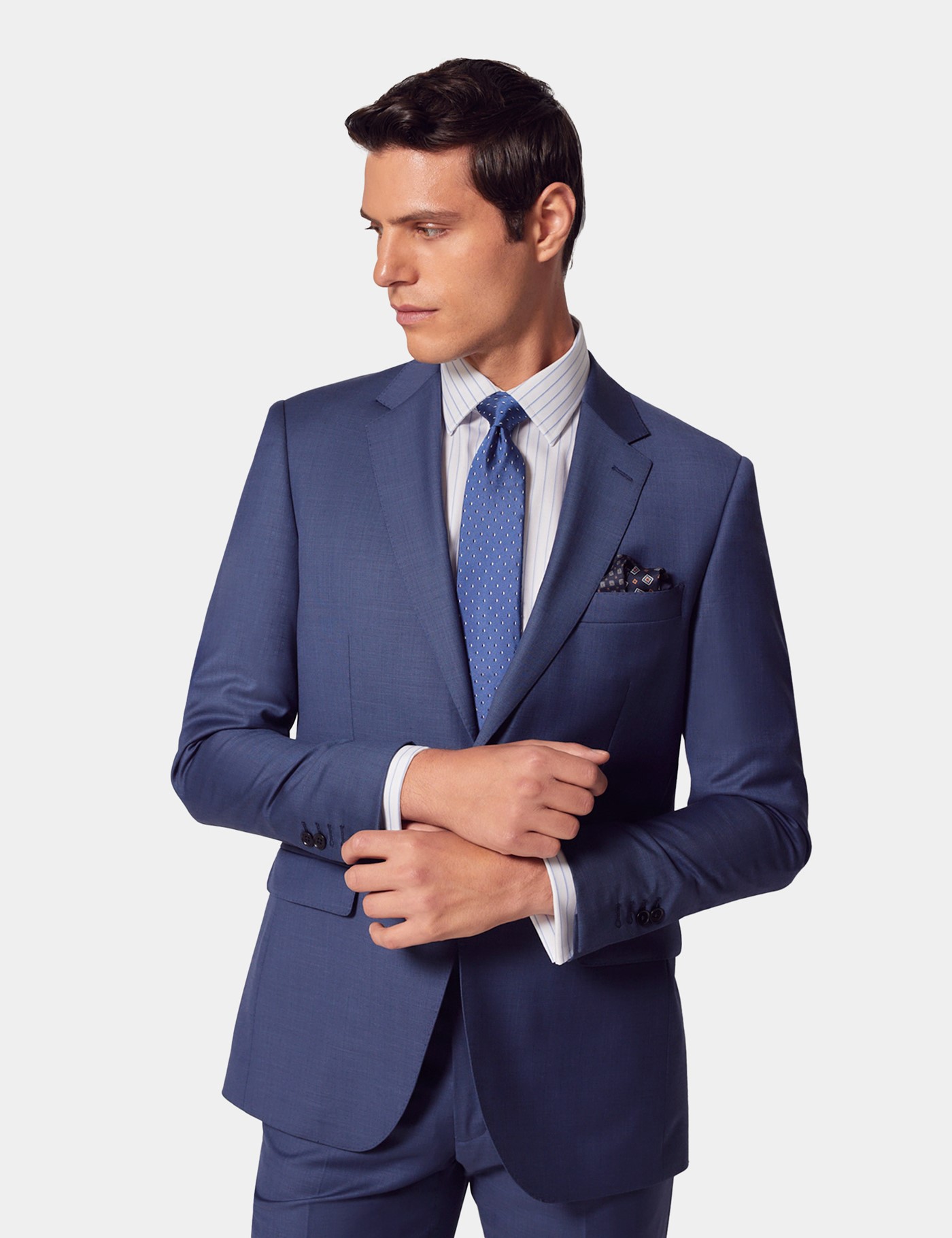 & Slim Fit Mid Sharkskin Suit Jacket short