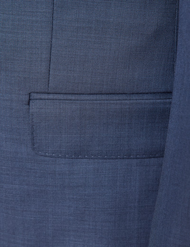 Men's Mid Blue Sharkskin Slim Fit Suit | Hawes & Curtis