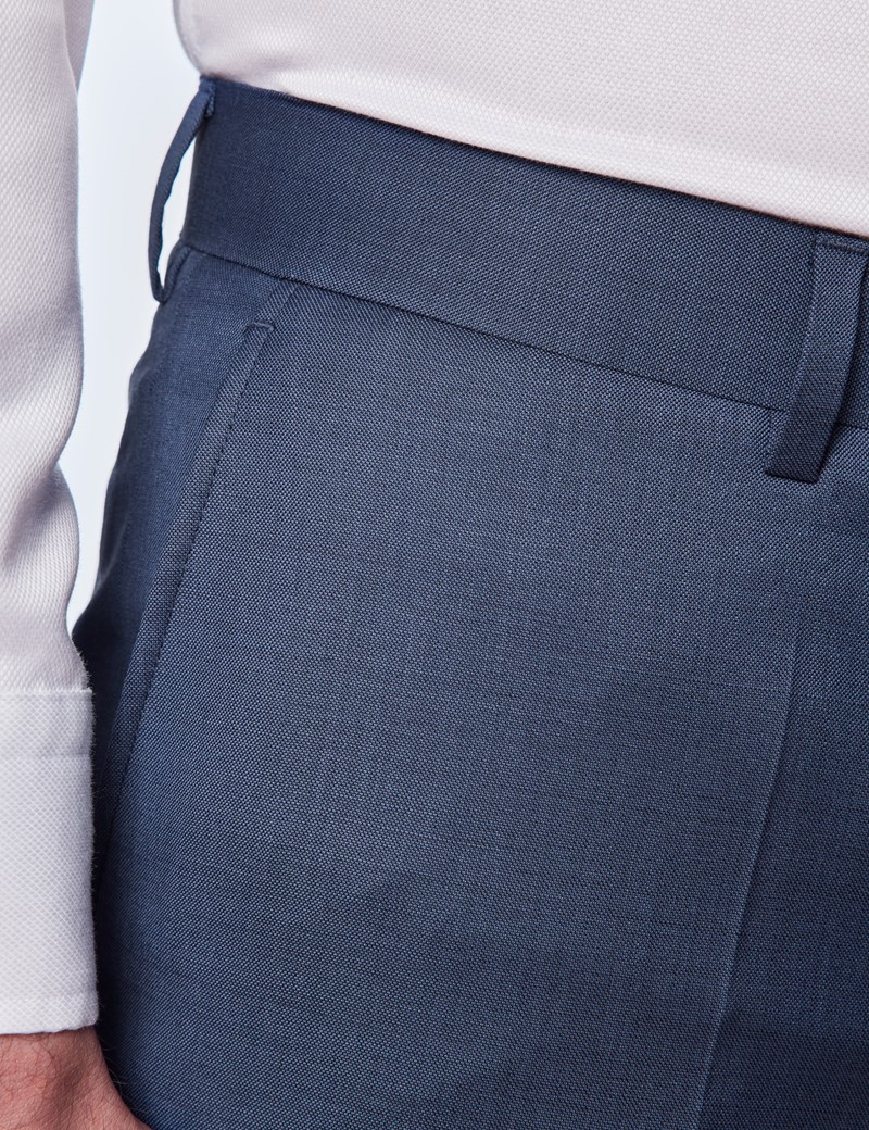 Zweiteiler Anzug – Slim Fit – 140s Wolle – 2-Knopf Einreiher – blau Sharkskin Muster
