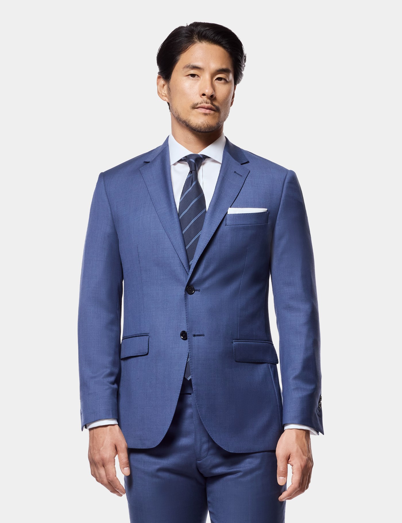 Hawes & Curtis Slim Fit Mid Blue Sharkskin Suit Size: One Size