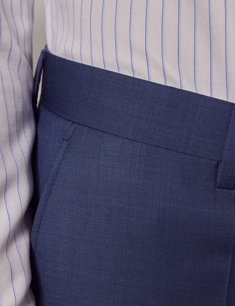 Men's Mid Blue Sharkskin Slim Fit 3 Piece Suit | Hawes & Curtis