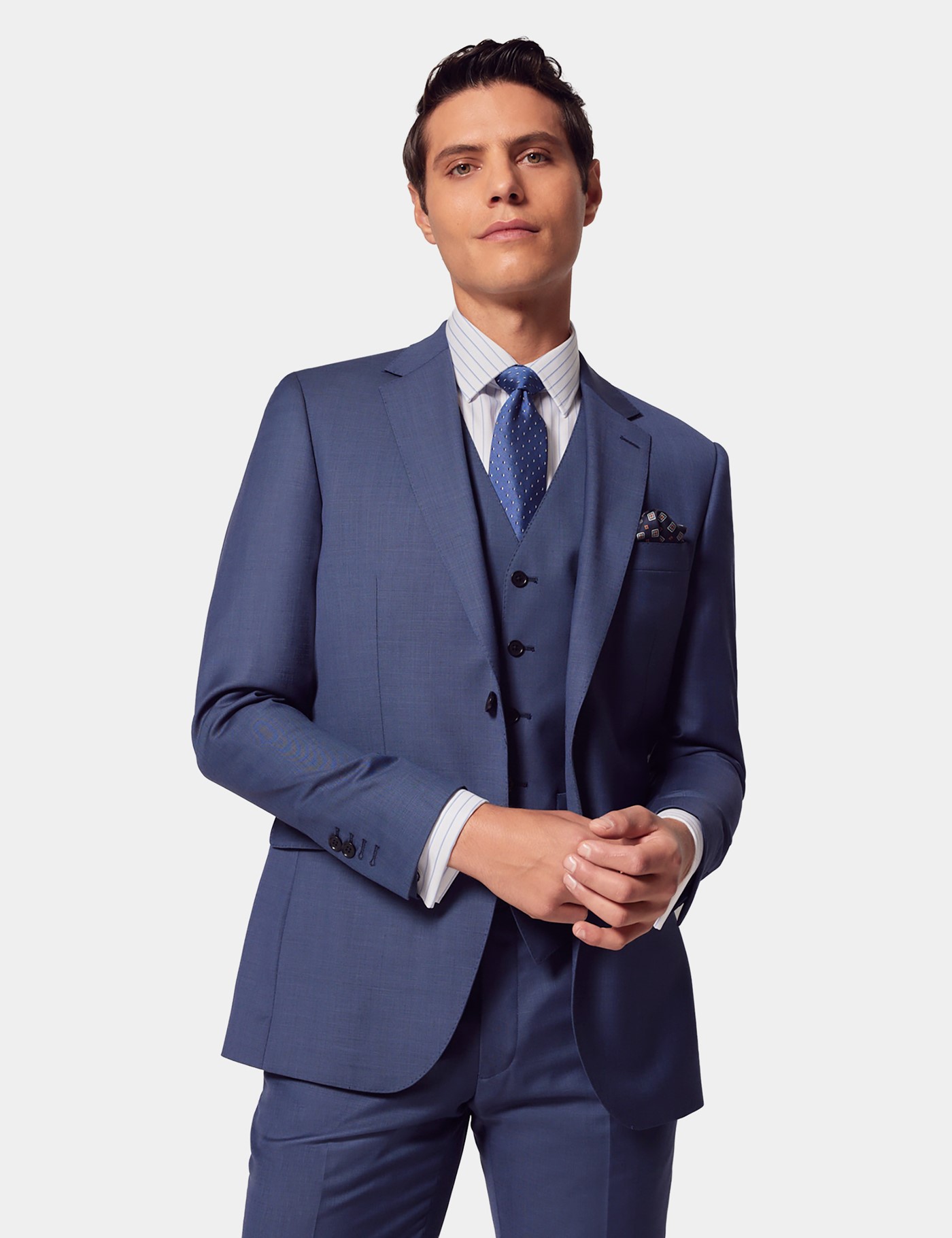 & Slim Fit Mid Sharkskin Suit One
