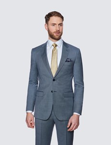 Men's Light Blue Birdseye Slim Fit Suit 