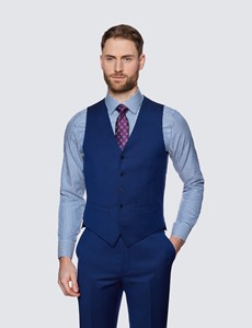 Dreiteiler Anzug – Slim Fit – 100s Wolle – 2-Knopf Einreiher – dunkelblau Pinpoint