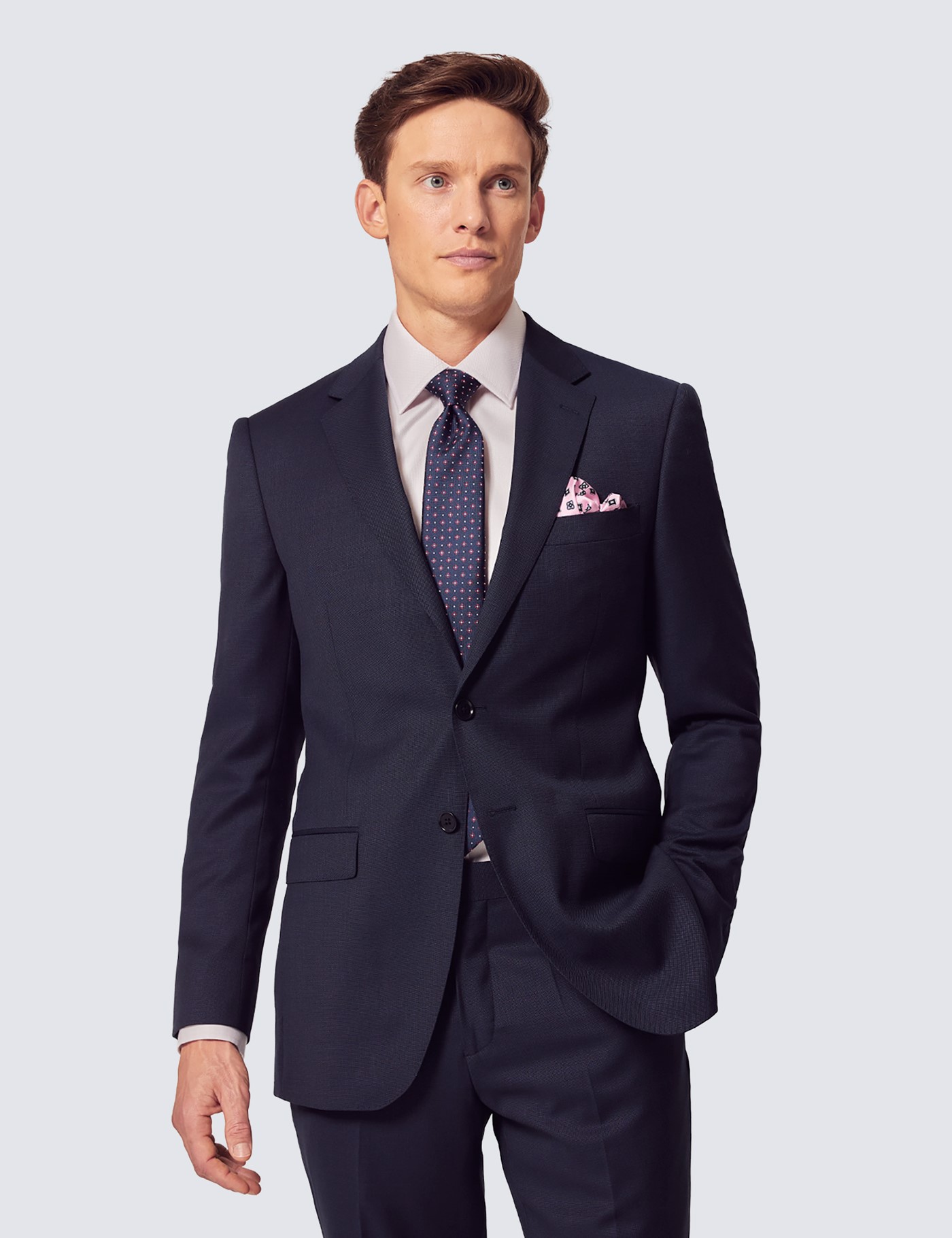 Hawes & Curtis Slim Fit Navy Hopsack Suit Jacket Size: 40 long (EU 50)