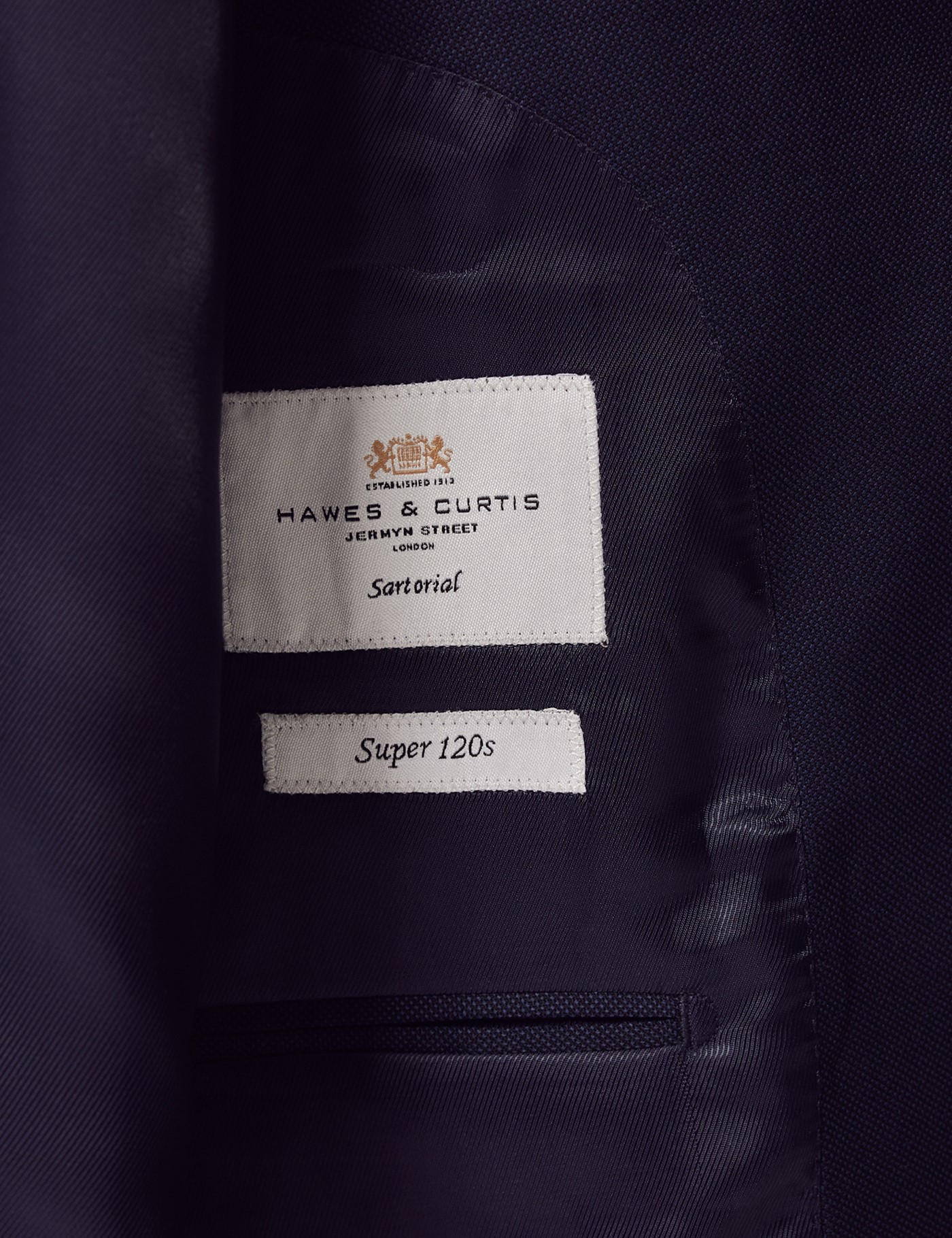 Hawes & Curtis Slim Fit Navy Hopsack Suit Jacket Size: 40 long (EU 50) image 4