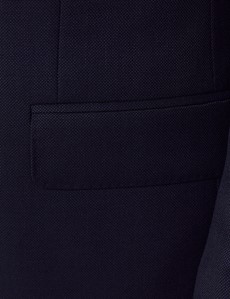 Men’s Navy Hopsack Plain 3 Piece Slim Fit Suit | Hawes & Curtis