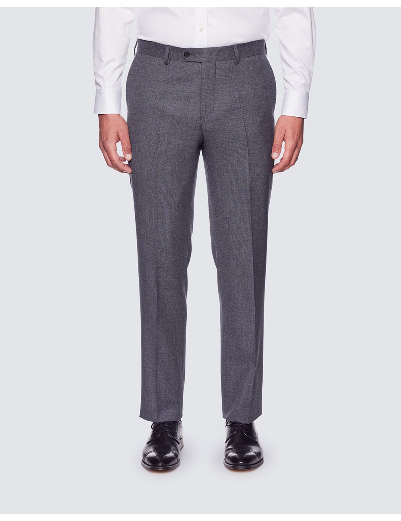 Men’s Grey Birdseye Plain 3 Piece Slim Fit Suit | Hawes & Curtis
