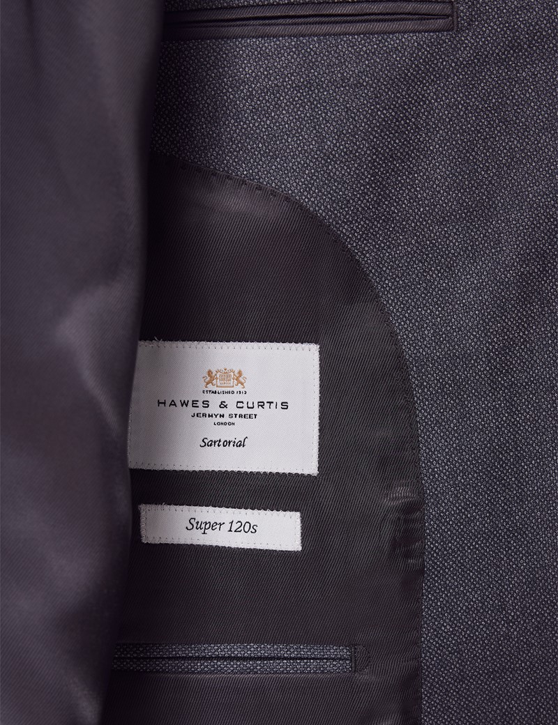 Men’s Grey Birdseye Plain 3 Piece Slim Fit Suit | Hawes & Curtis