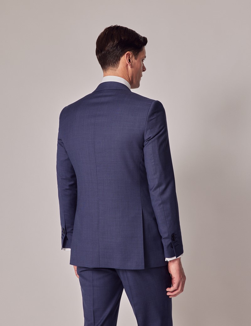 Men's Mid Blue Plain Slim 2 Piece Suit