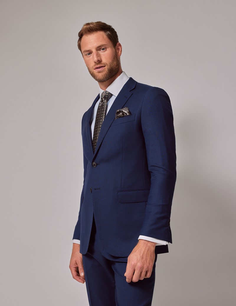 Men's Royal Blue Birdseye Slim Suit Jacket