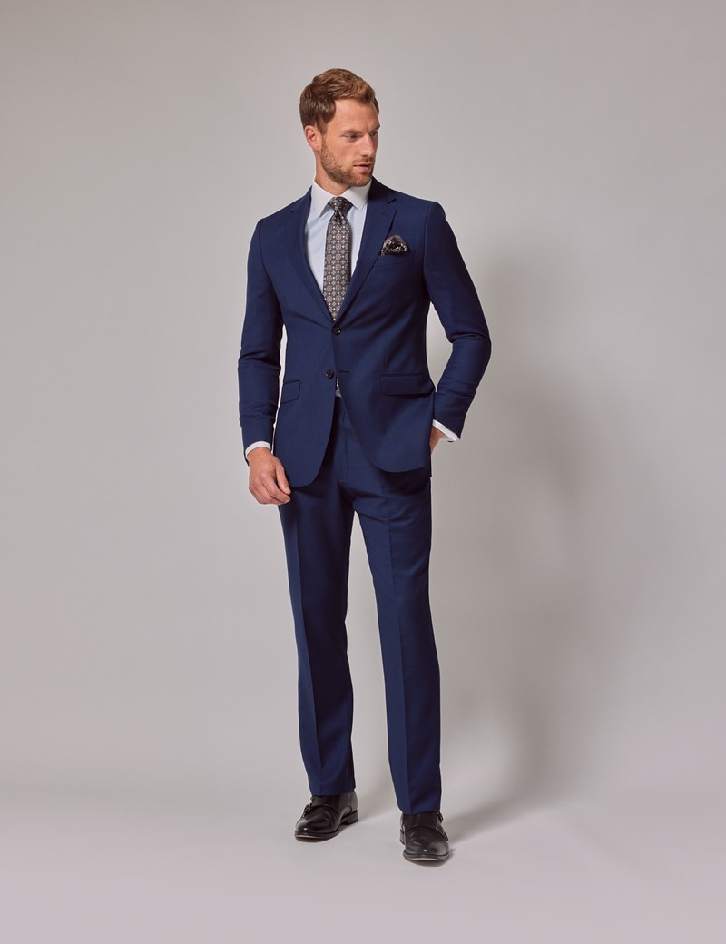 Men's Royal Blue Birdseye Slim Suit Jacket