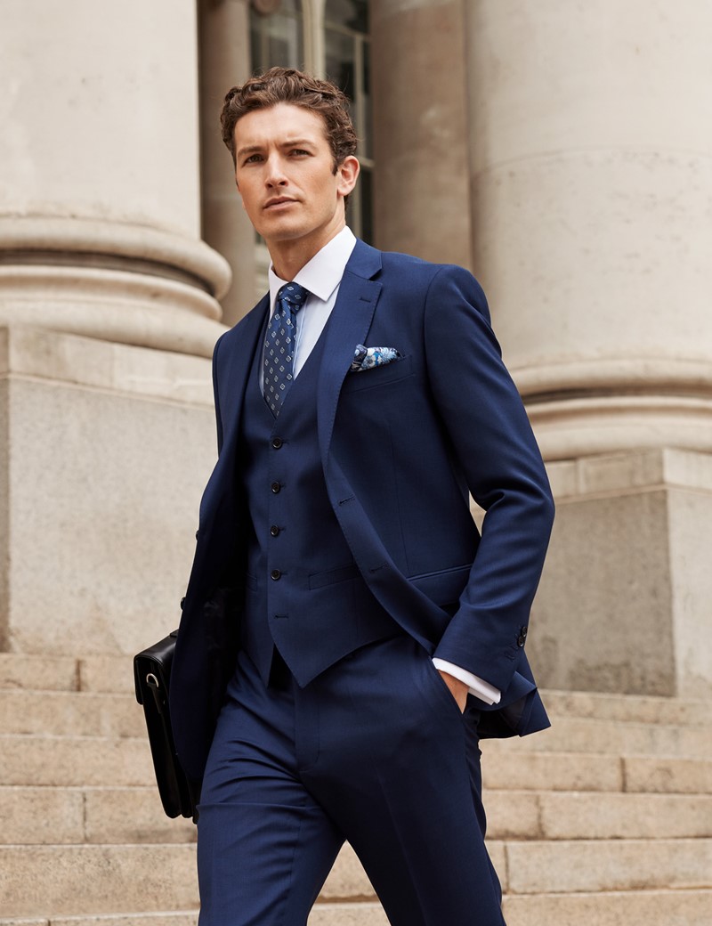 Royal Blue Twill Weave 3 Piece Slim Suit