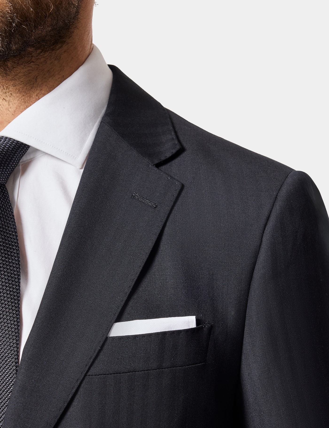 Hawes & Curtis Slim Fit Black Herringbone Suit Jacket Size: 44 short (EU 54) image 2