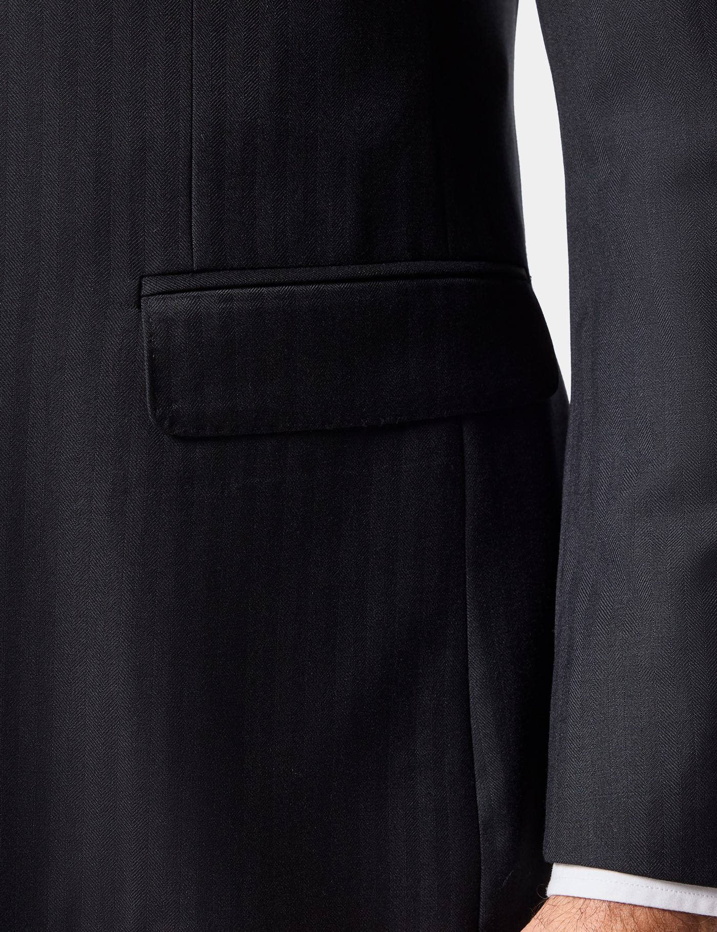 Hawes & Curtis Slim Fit Black Herringbone Suit Jacket Size: 44 short (EU 54) image 3
