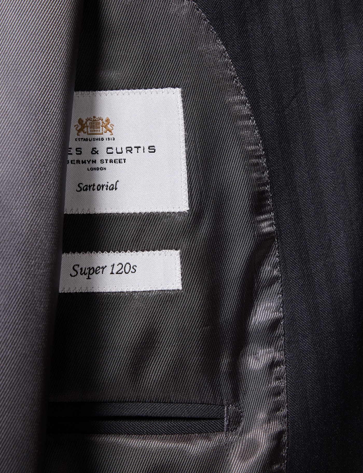 Hawes & Curtis Slim Fit Black Herringbone Suit Jacket Size: 44 short (EU 54) image 4