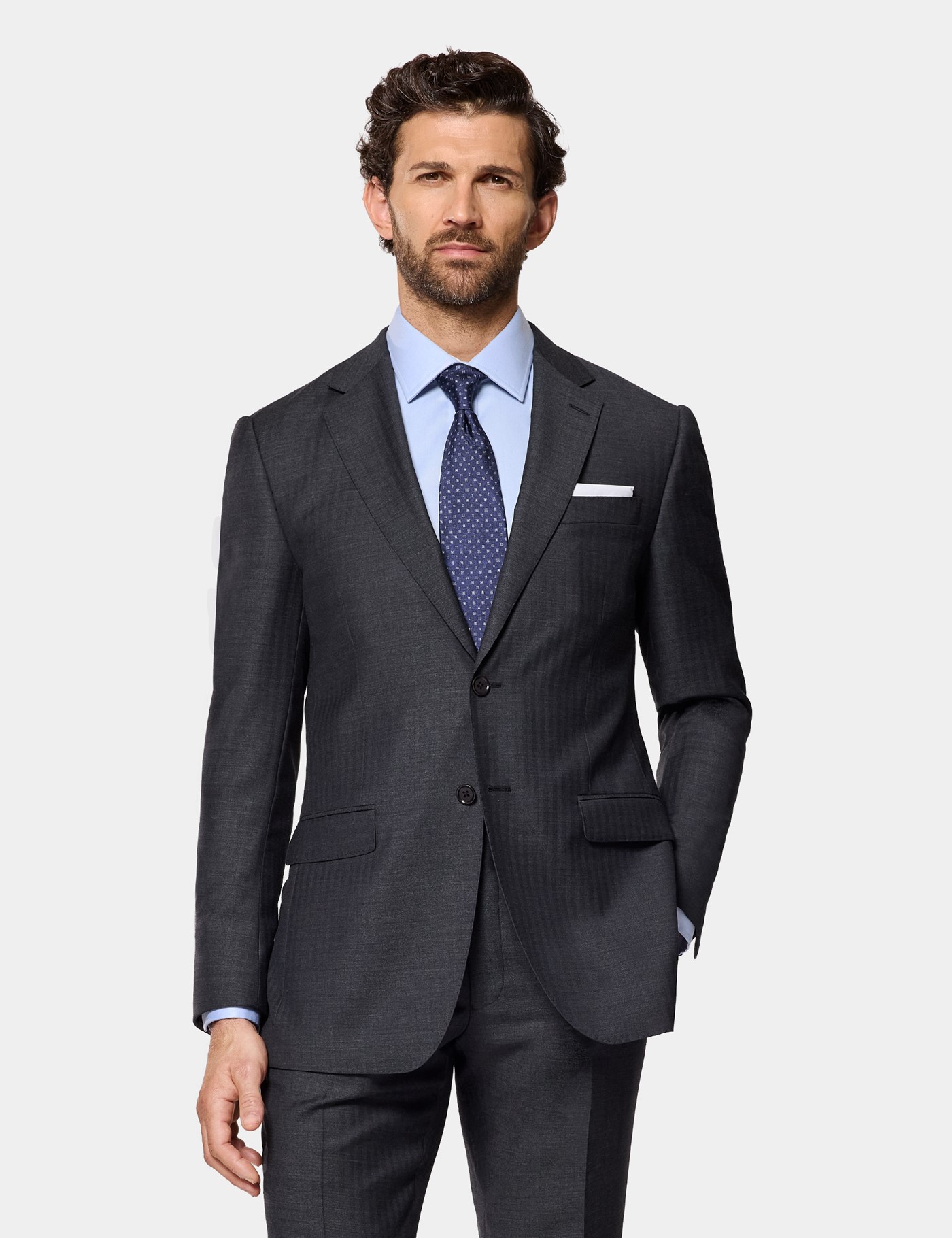 & Slim Fit Herringbone Suit One