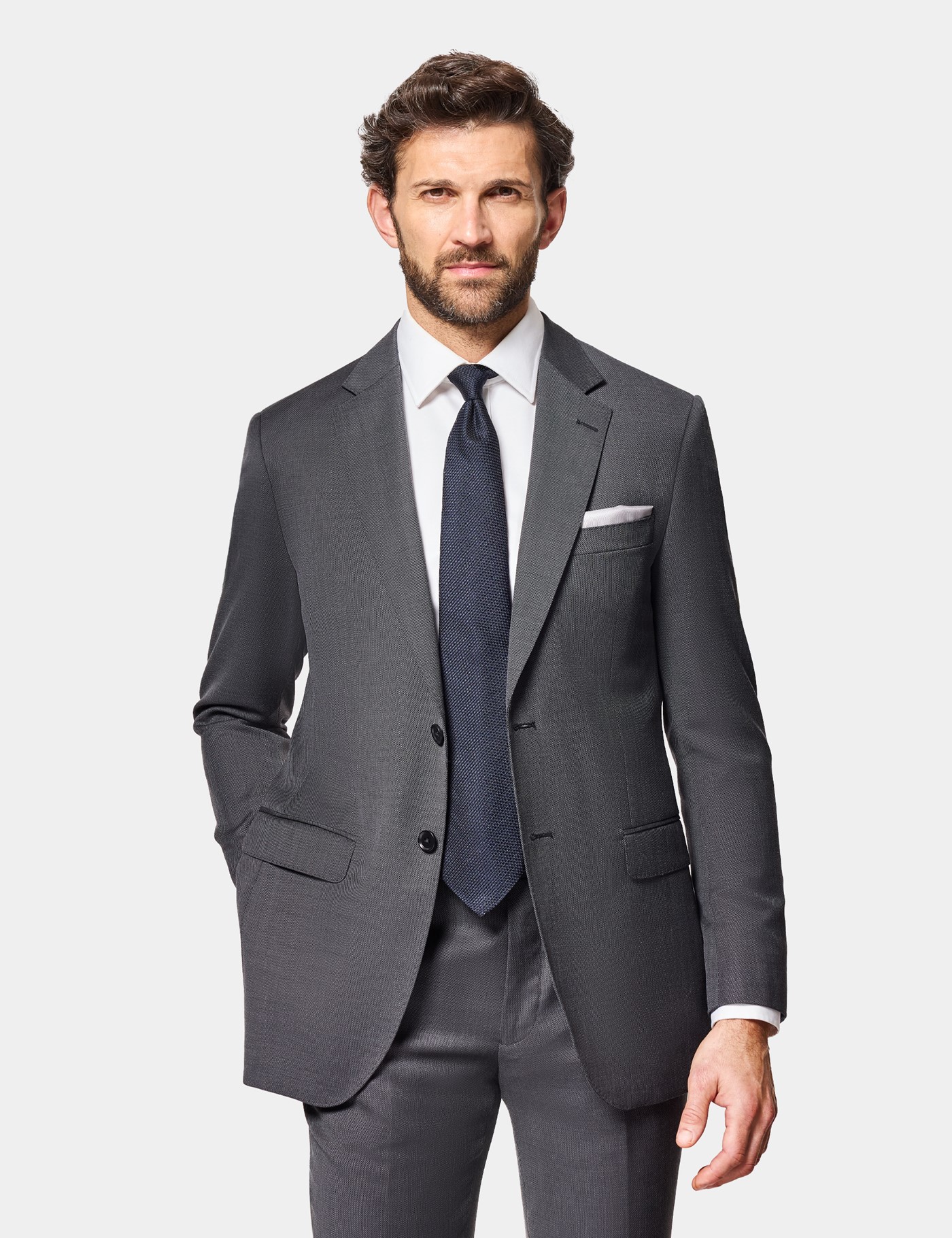 & Slim Fit Birdseye Suit One