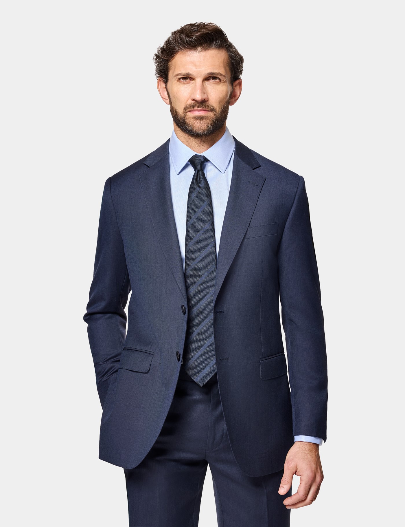 & Slim Fit Sharkskin Suit Jacket short