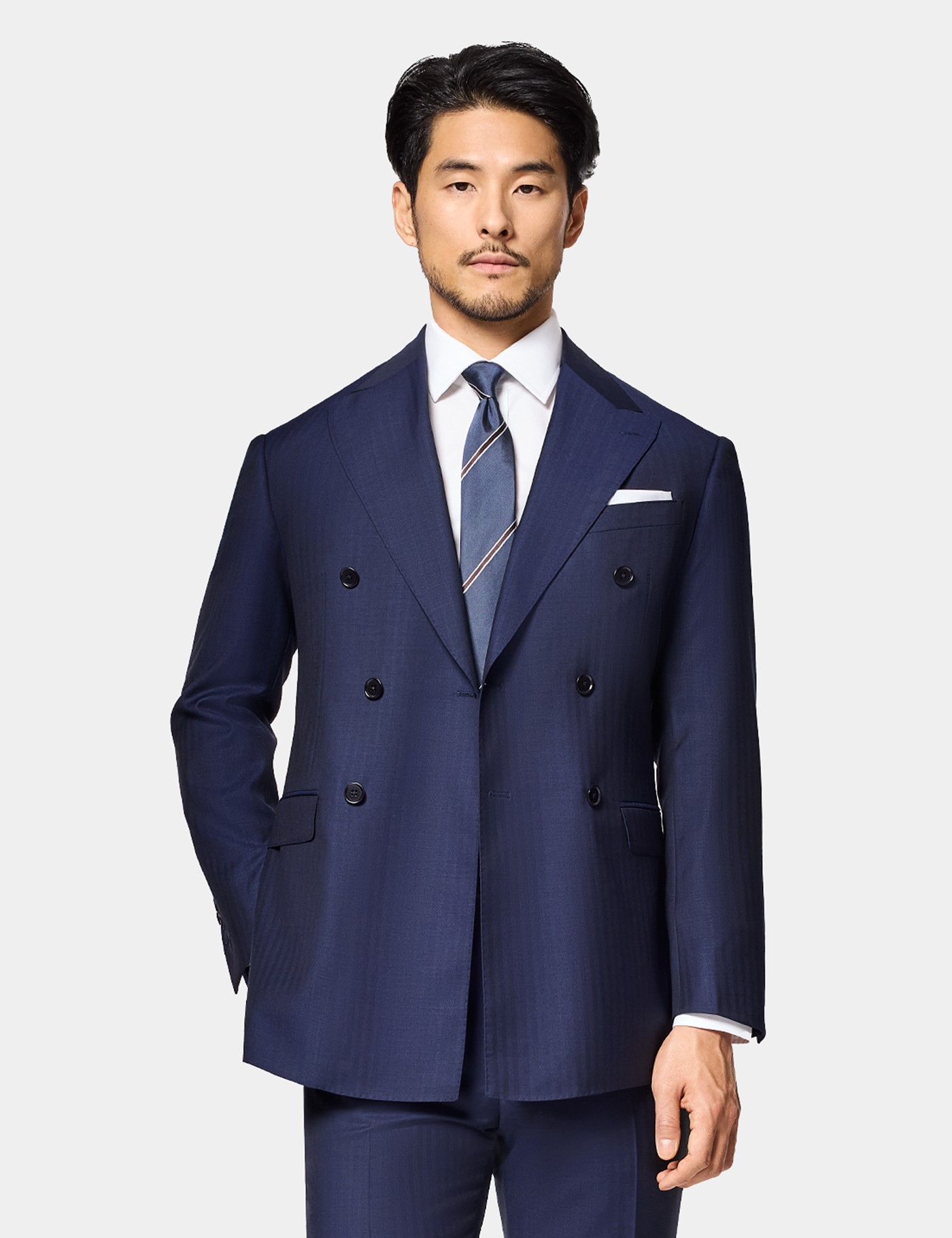& Slim Fit Herringbone Suit Jacket short
