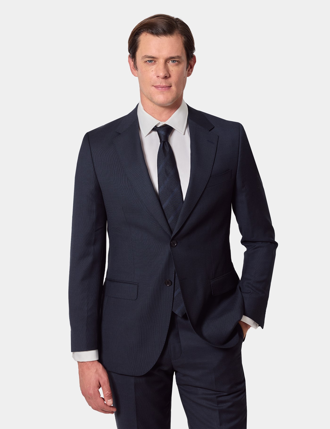 & Slim Fit Birdseye Suit Jacket short