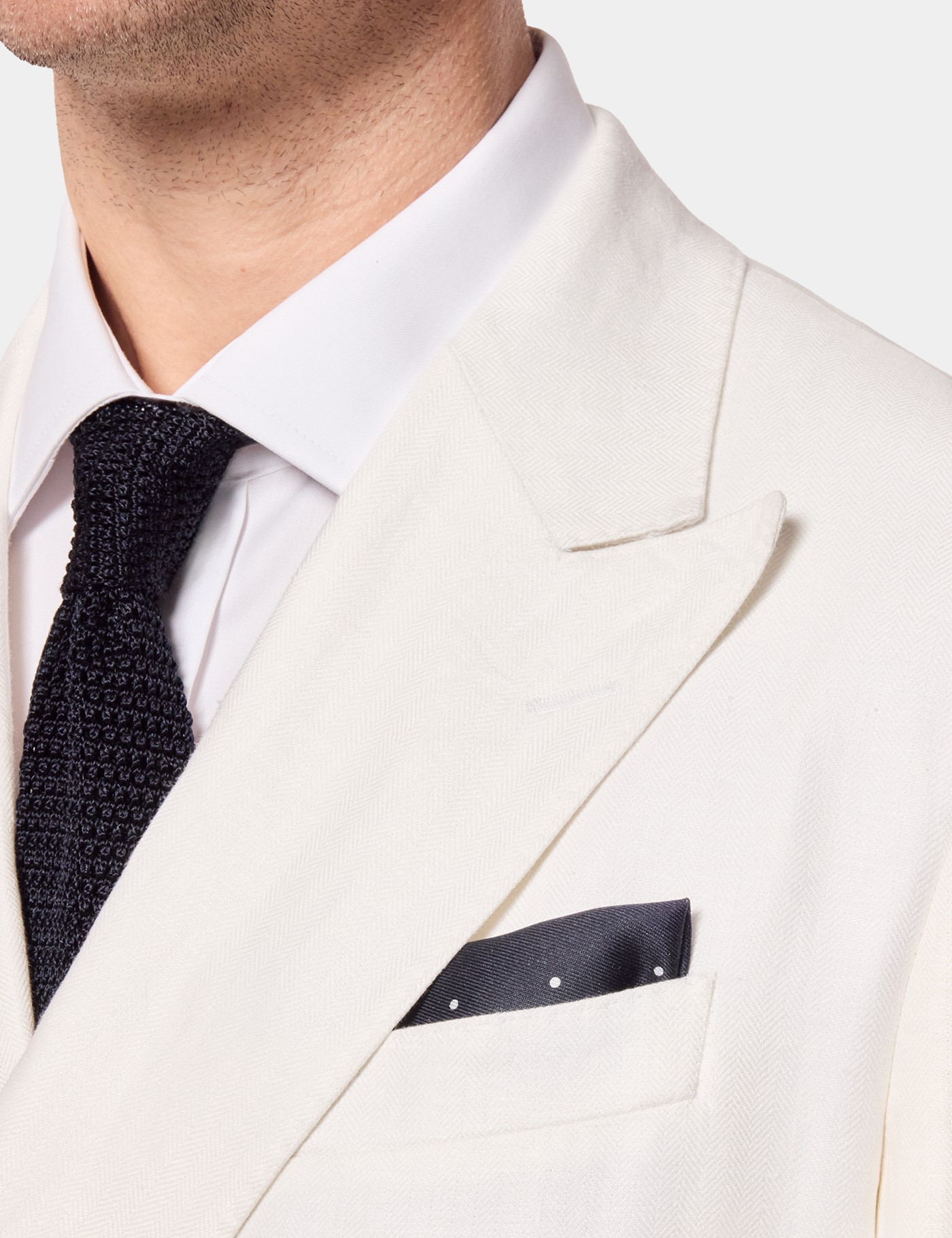 Hawes & Curtis Tailored Fit Cream White Herringbone Linen Suit Size: One Size image 4
