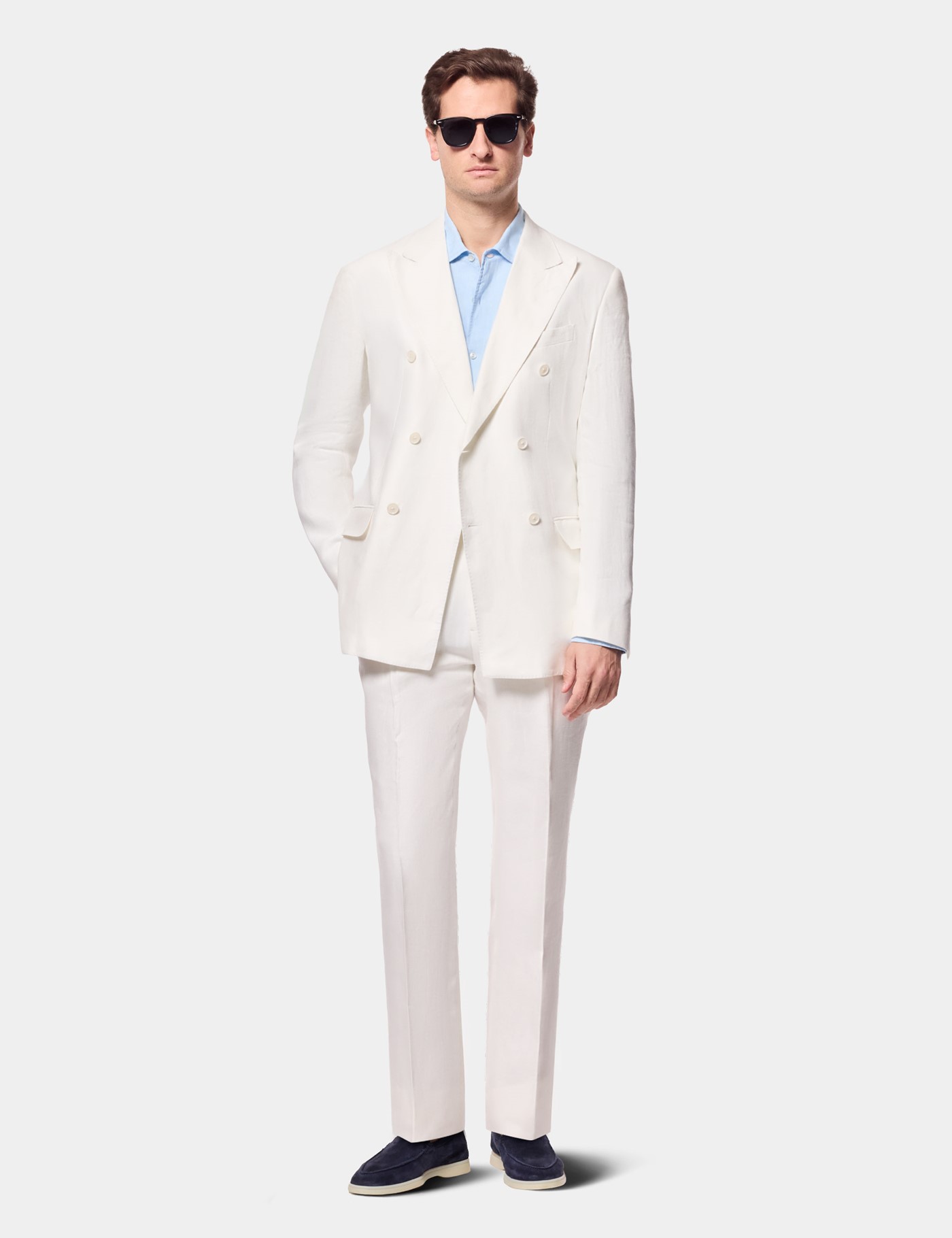 Hawes & Curtis Tailored Fit Cream White Herringbone Linen Suit Size: One Size image 2