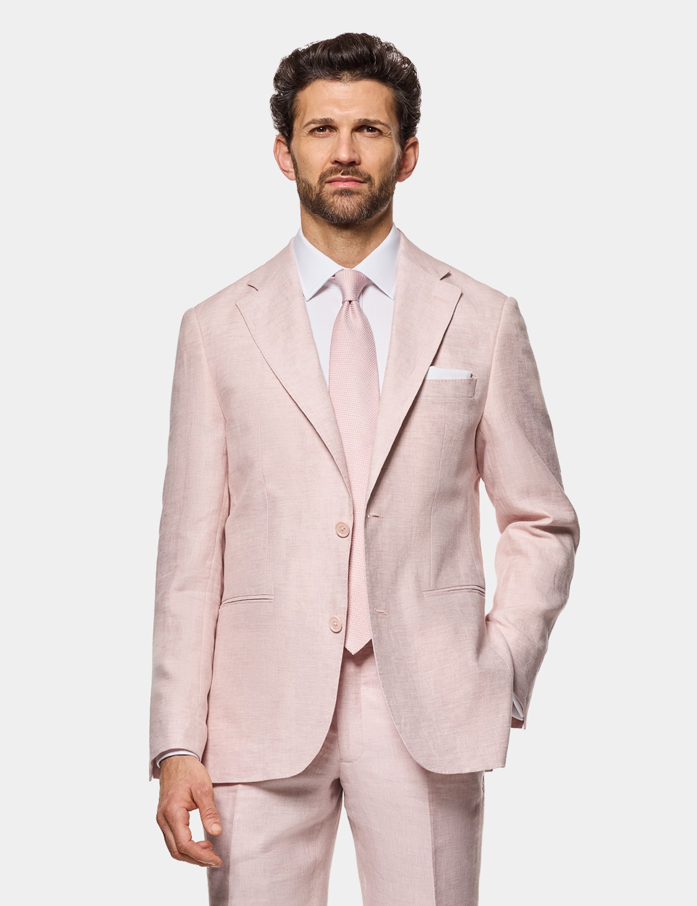 Hawes & Curtis Tailored Fit Pink Linen Suit Jacket Size: 40 short (EU 50) image 3