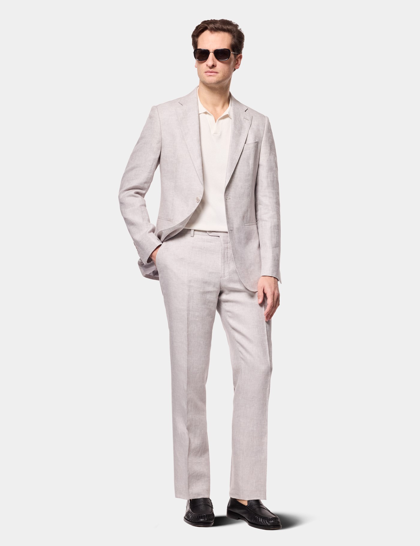 Hawes & Curtis Tailored Fit Light Grey Linen Suit Size: One Size image 2