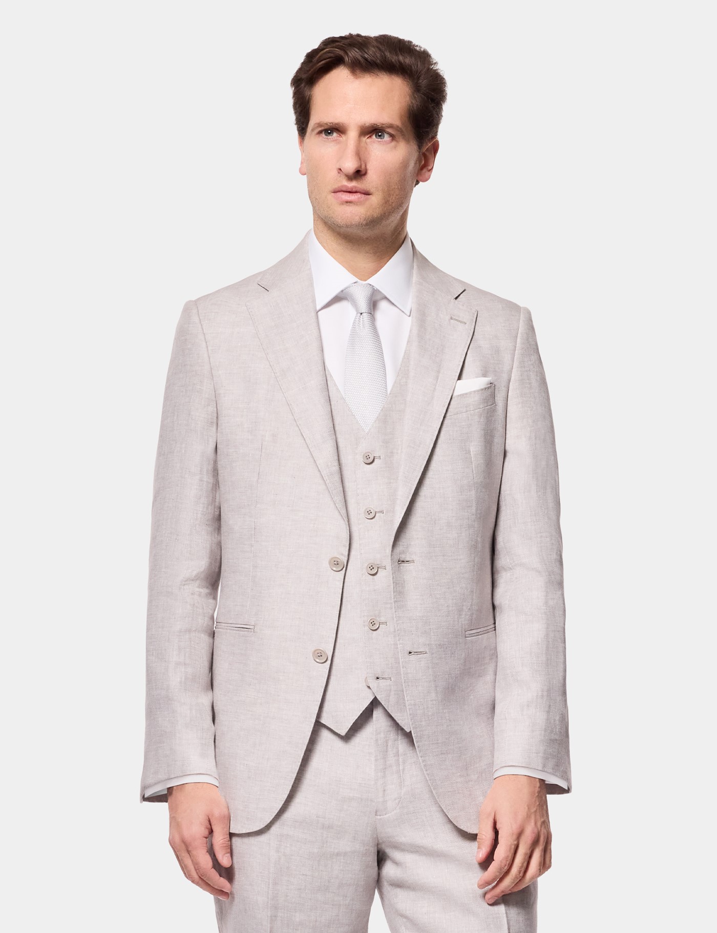 Hawes & Curtis Tailored Fit Light Grey Linen Suit Size: One Size