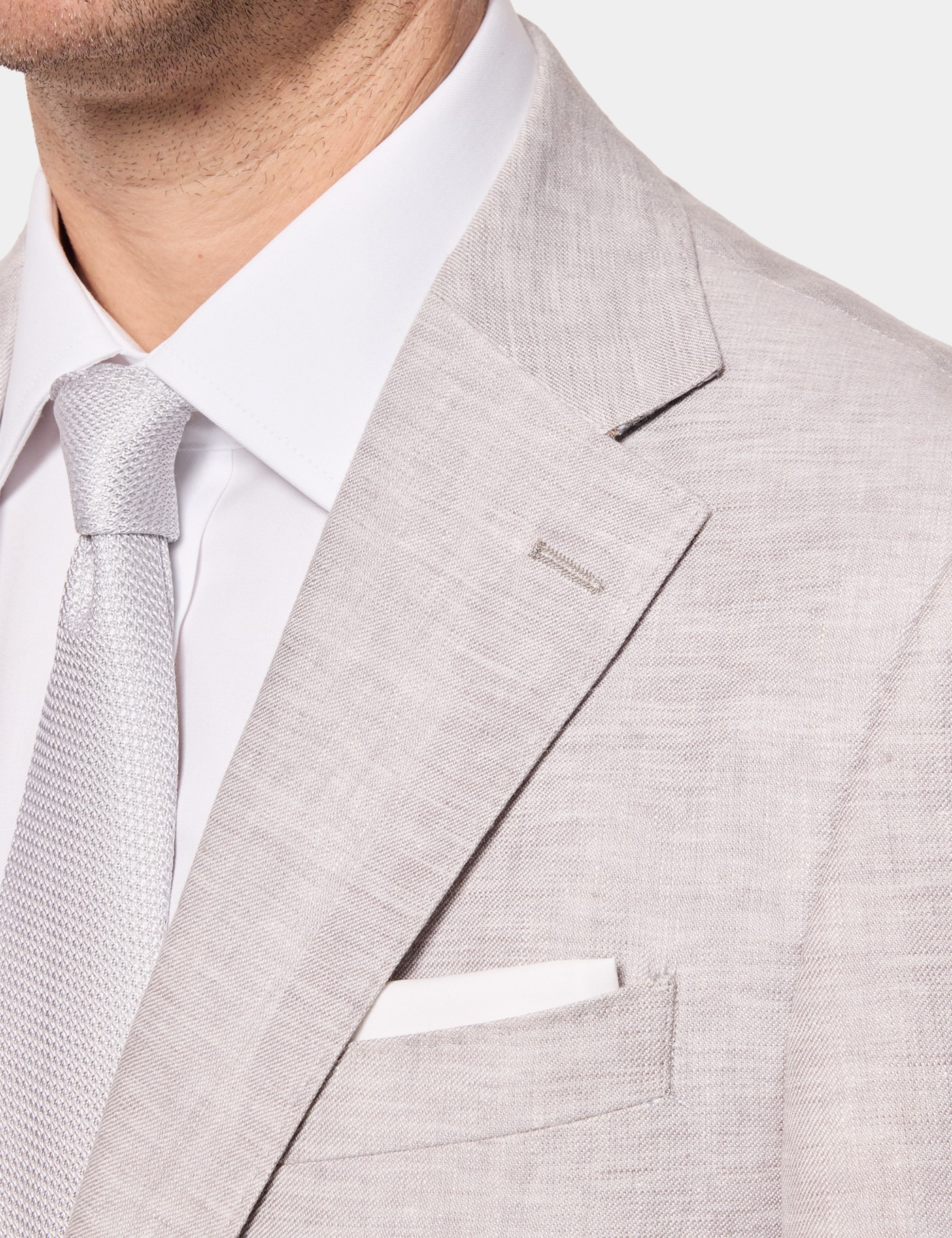 Hawes & Curtis Tailored Fit Light Grey Linen Suit Size: One Size image 3