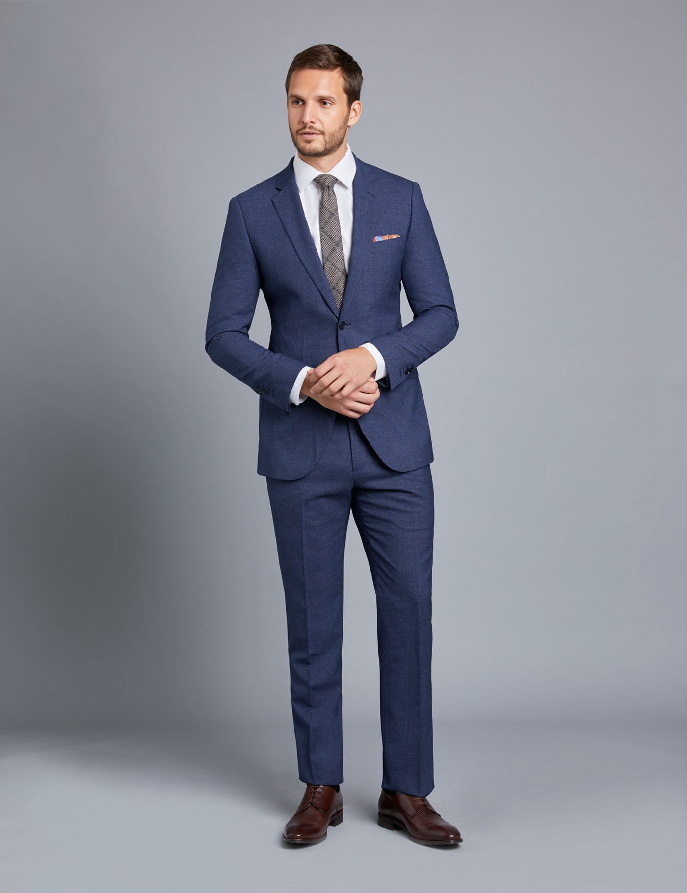 Mens Dark Blue Textured Slim Fit Suit Jacket Hawes And Curtis 8142