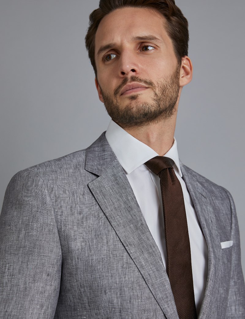 Men's Grey Linen Slim Fit Suit | Hawes & Curtis