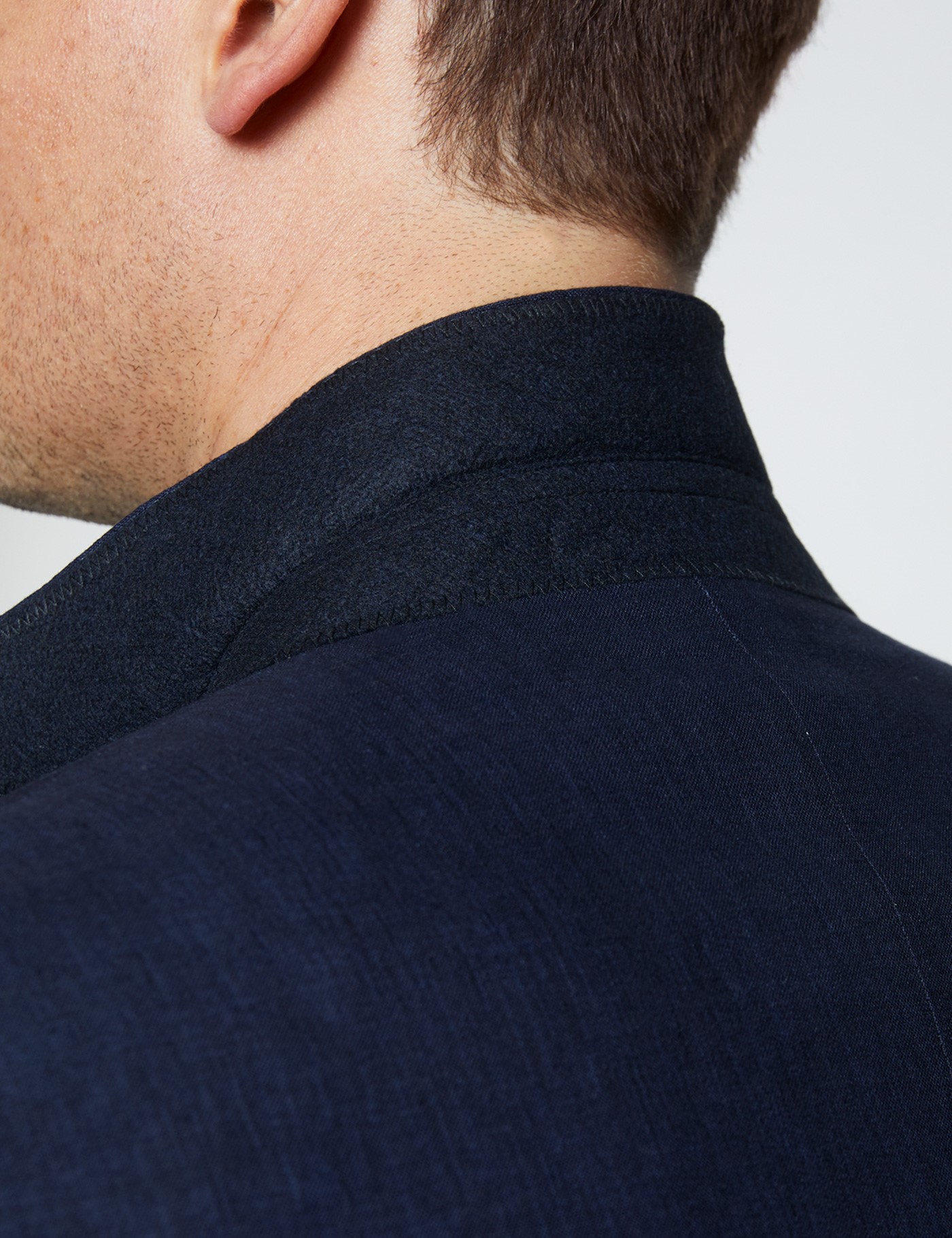Men's Navy Linen Slim Fit Suit Jacket | Hawes & Curtis