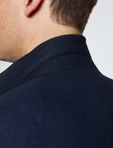 Men's Navy Linen Slim Fit Suit Jacket 