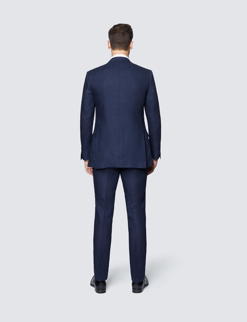 Men's Navy Linen Slim Fit Suit