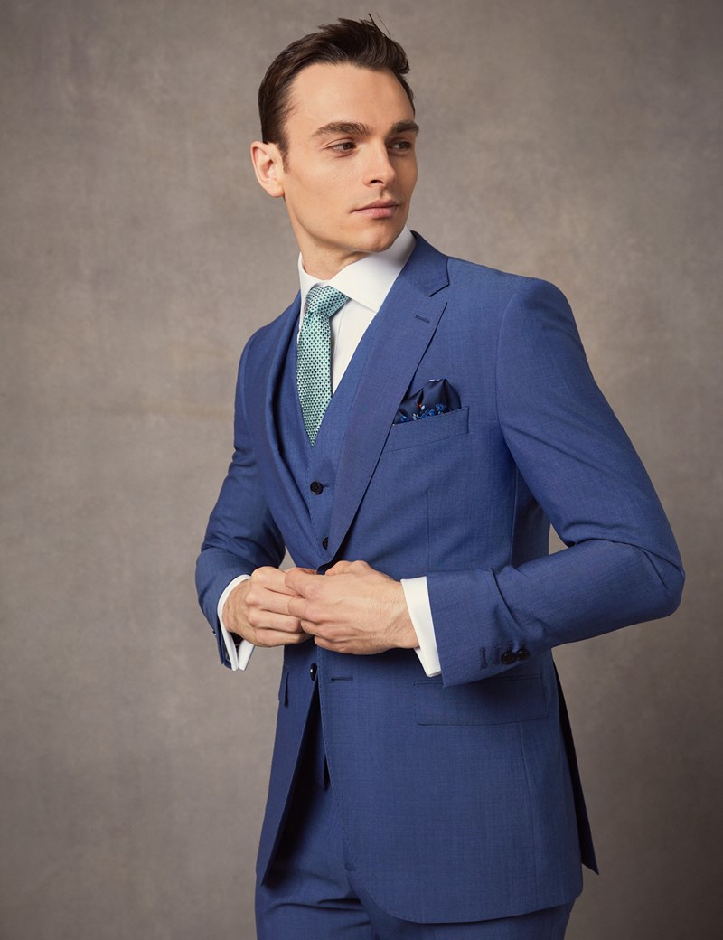 Mens Blue Slim Fit Suit Hawes And Curtis 9117