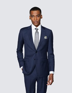 Men's Blue Semi Plain Zigzag 3 Piece Slim Fit Suit