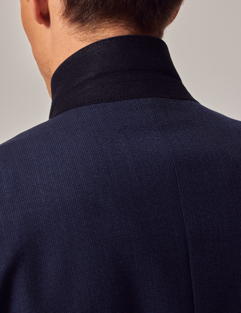 Men's Blue Semi Plain Weave 3 Piece Slim Fit Suit | Hawes & Curtis