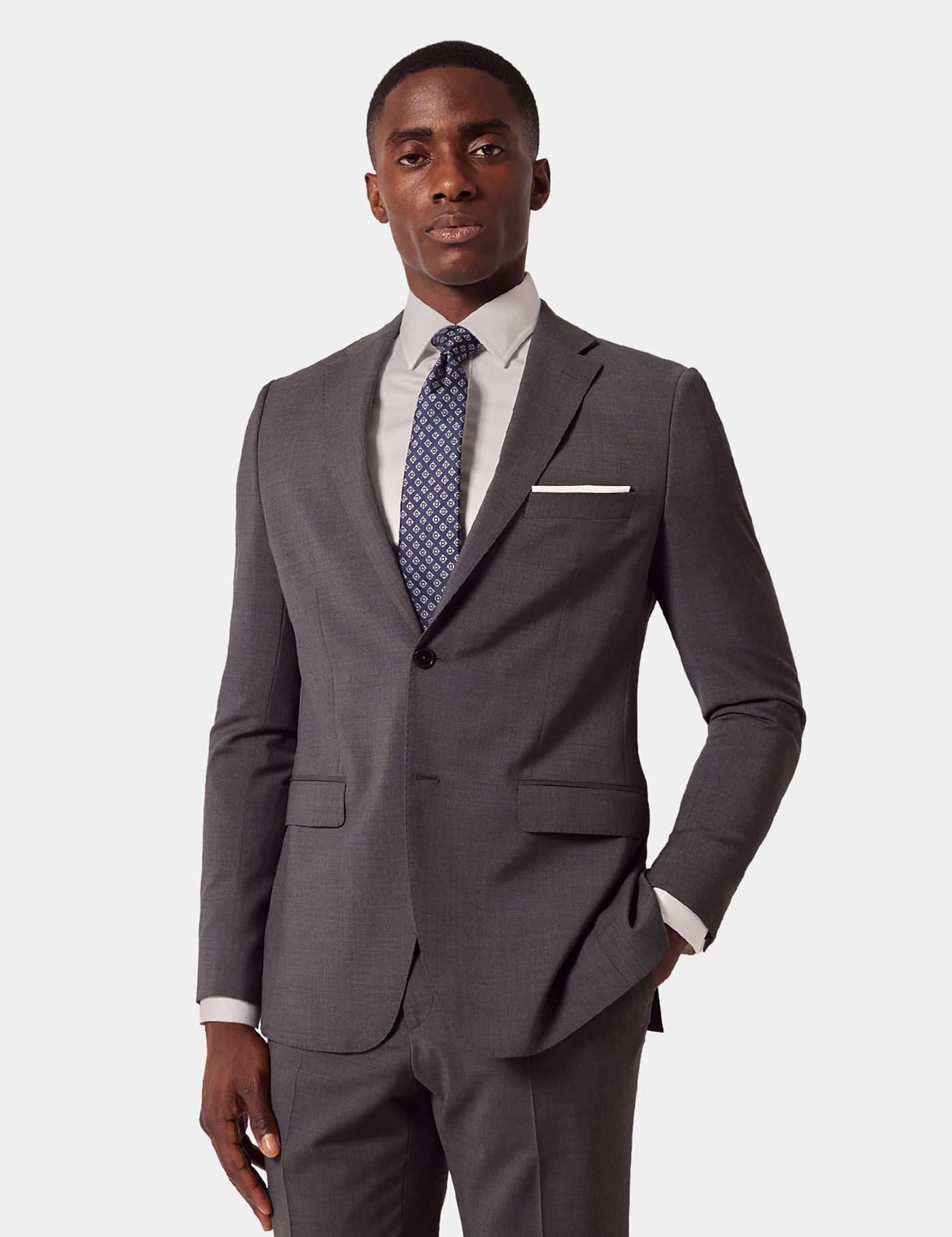& Slim Fit Dark Grey Suit Jacket short