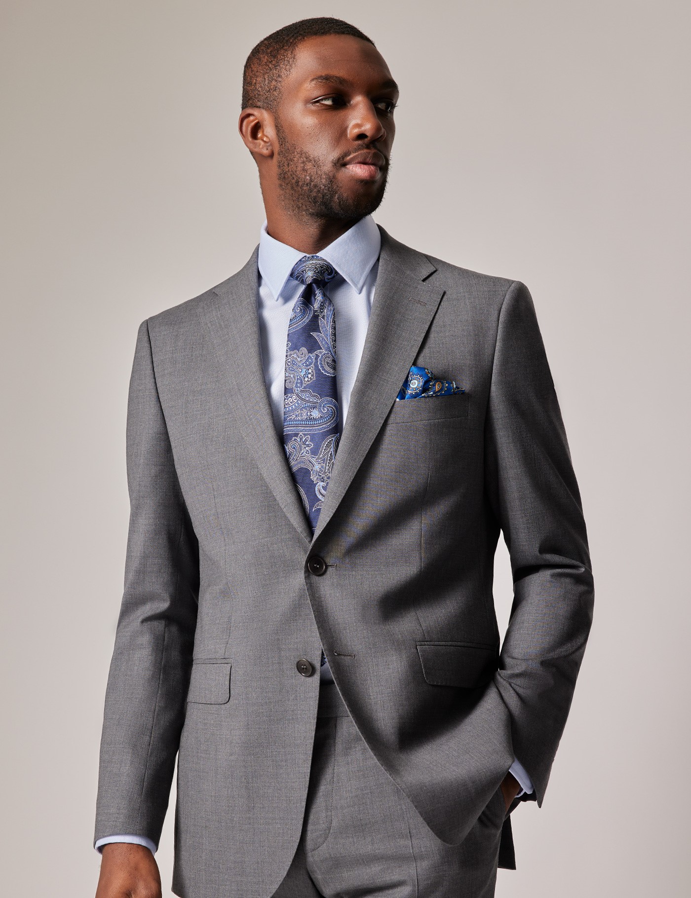 Grey Slim Stretch Suit Jacket | Hawes & Curtis