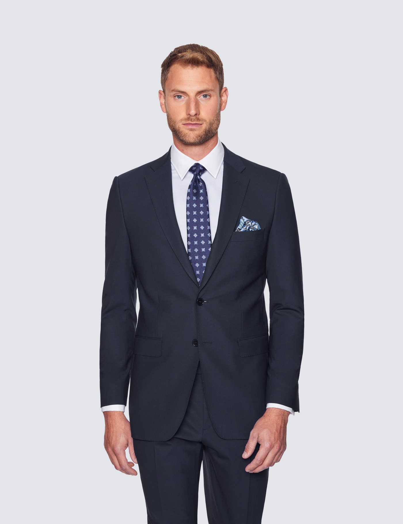 Navy Slim Fit Stretch Suit Jacket | Hawes & Curtis