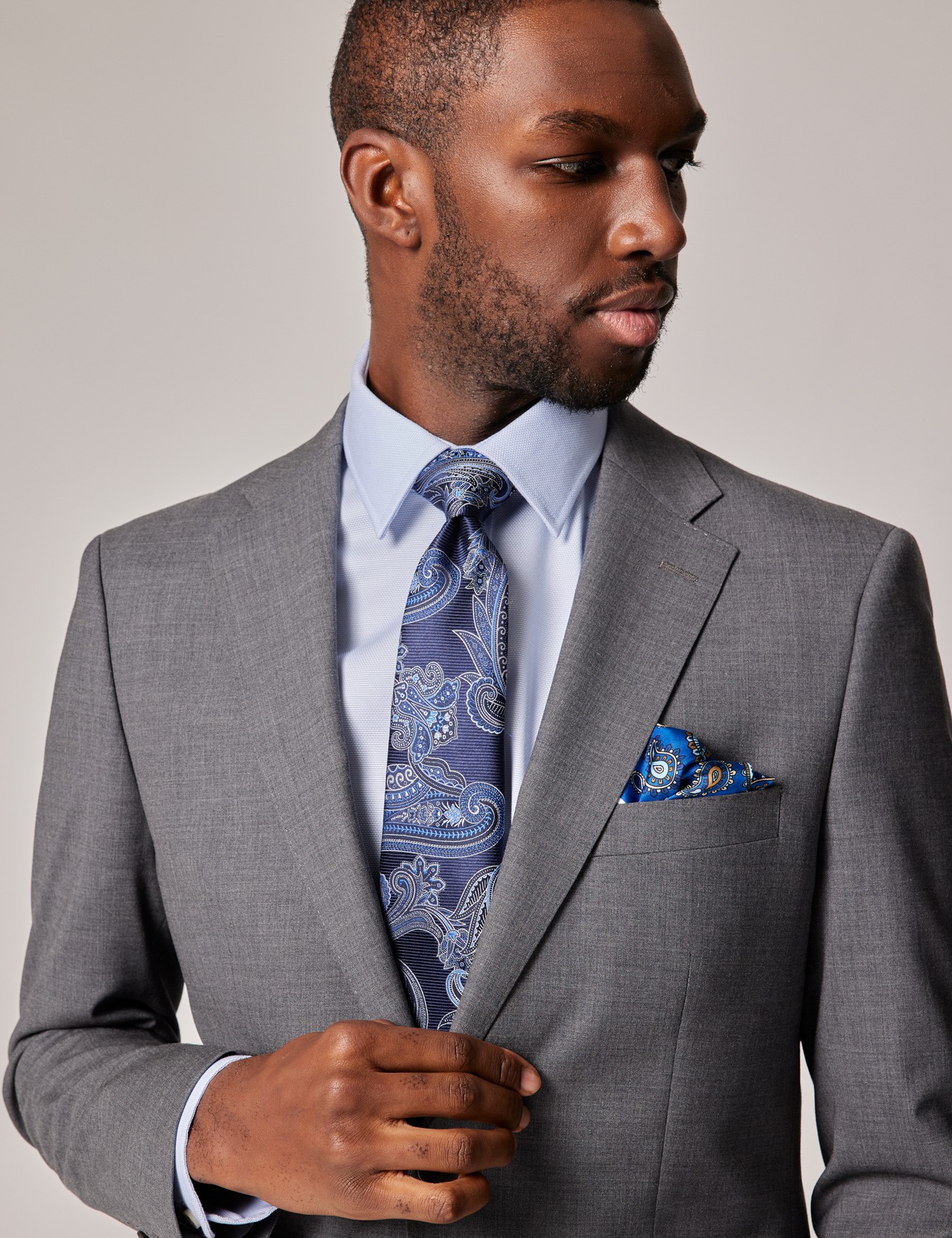 Grey 2 Piece Slim Fit Stretch Suit | Hawes & Curtis