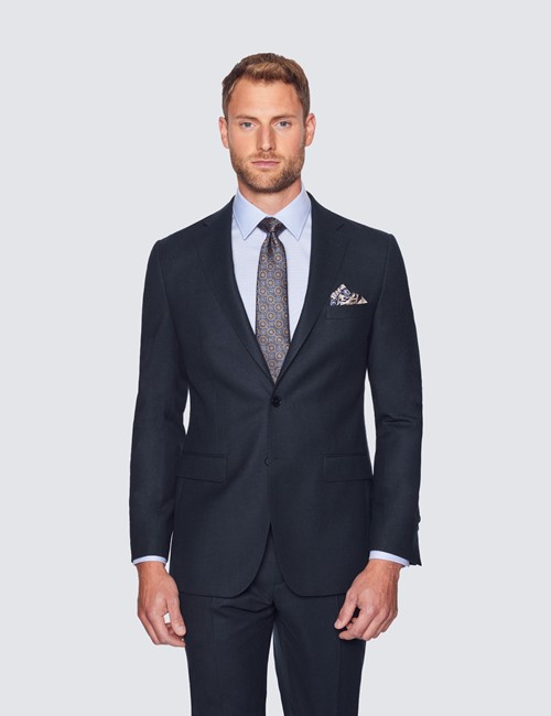 Anzug – Slim Fit – 100s Wolle – Flanell – dunkelblau