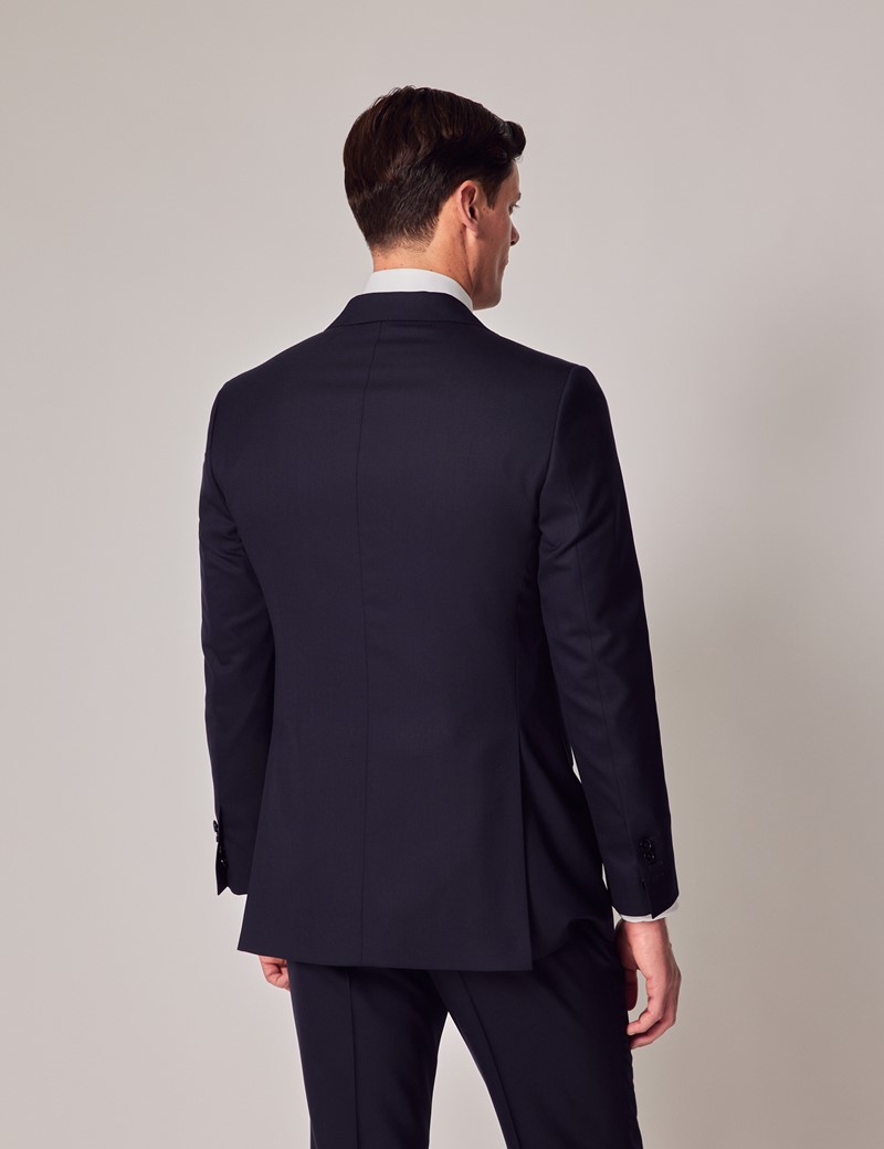 Navy Basket Weave 2 Piece Slim Fit Suit | Hawes & Curtis